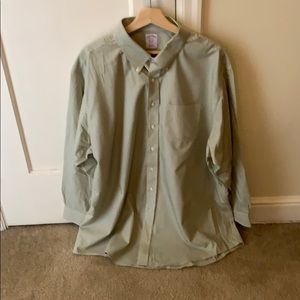 Brooks Brothers 18.5-35 green striped dress shirt